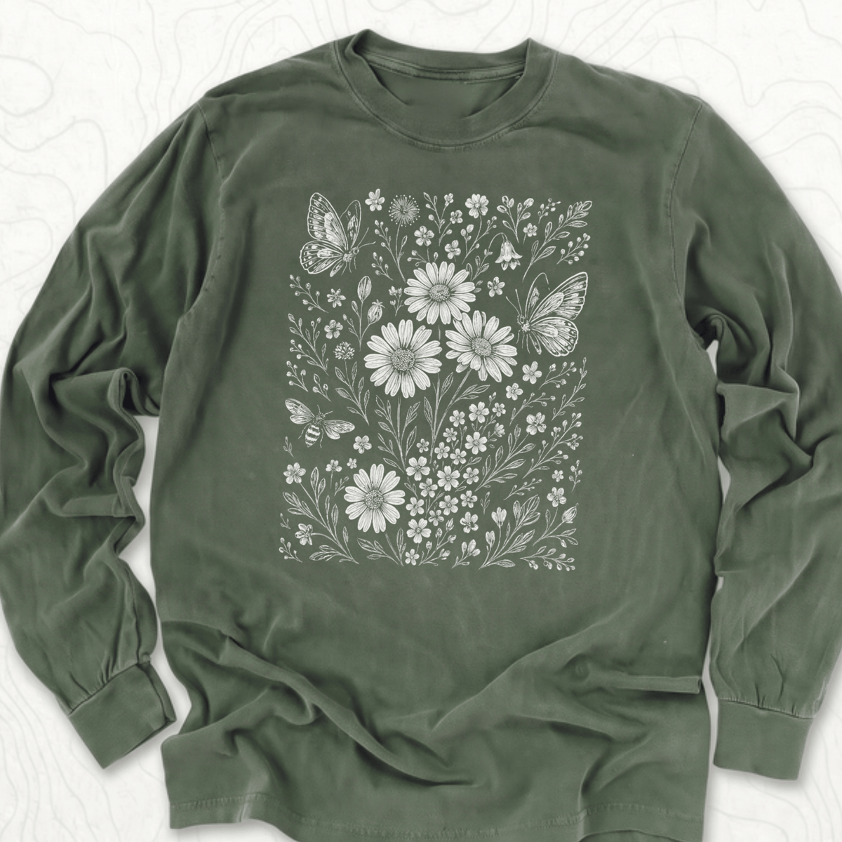 Wildflower Butterflies LS T-shirt - Hemp