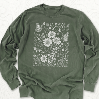 Wildflower Butterflies LS T-shirt - Hemp