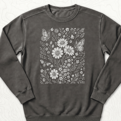 Wildflower Butterflies Sweatshirt - Pepper