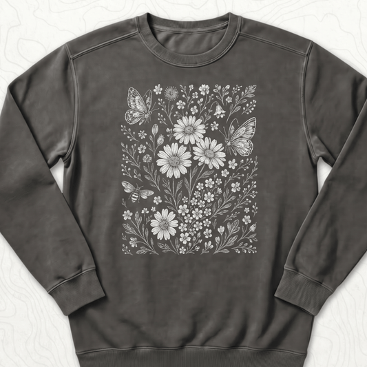 Wildflower Butterflies Sweatshirt - Pepper