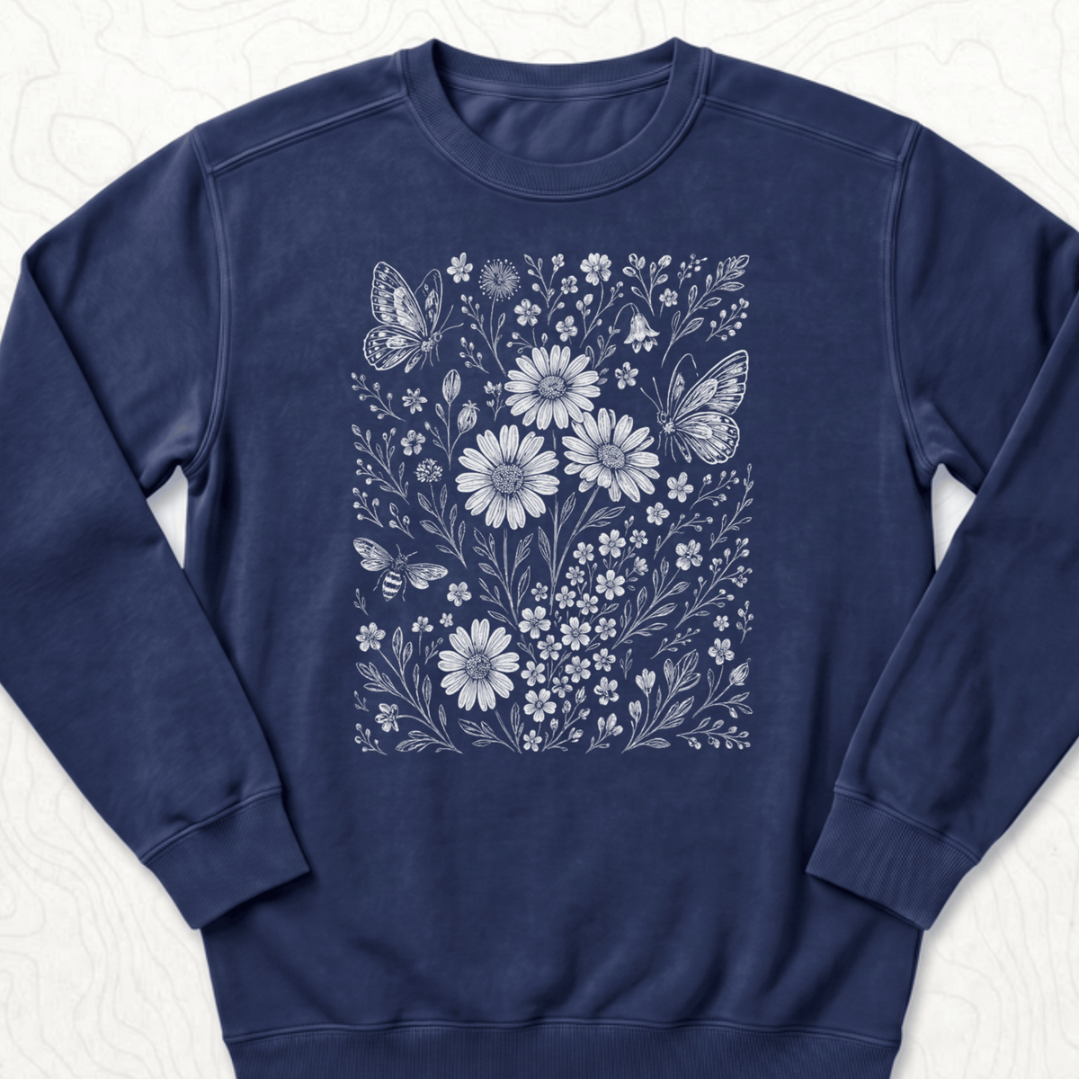 Wildflower Butterflies Sweatshirt - True Navy