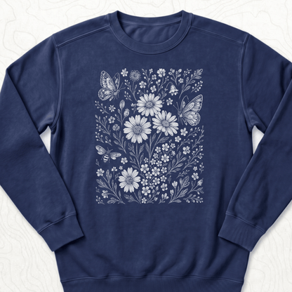 Wildflower Butterflies Sweatshirt - True Navy