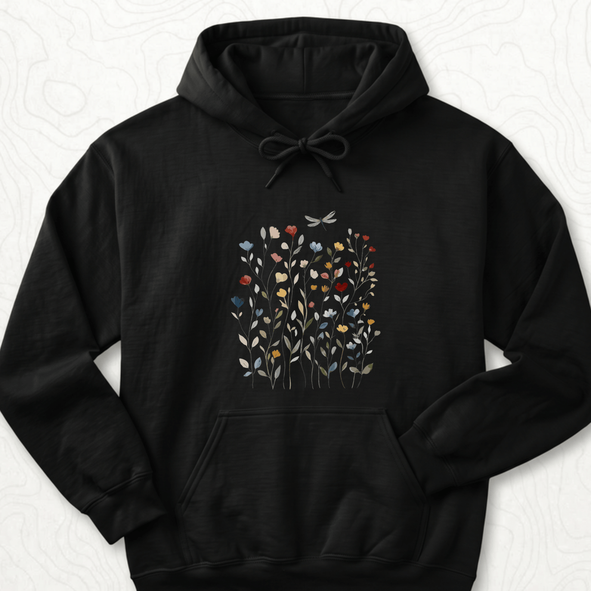 Wildflower Dragonfly Hoodie - Black