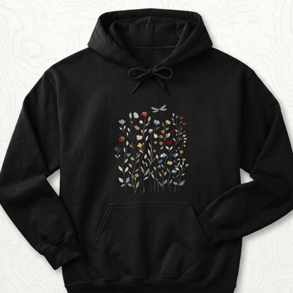 Wildflower Dragonfly Hoodie - Black