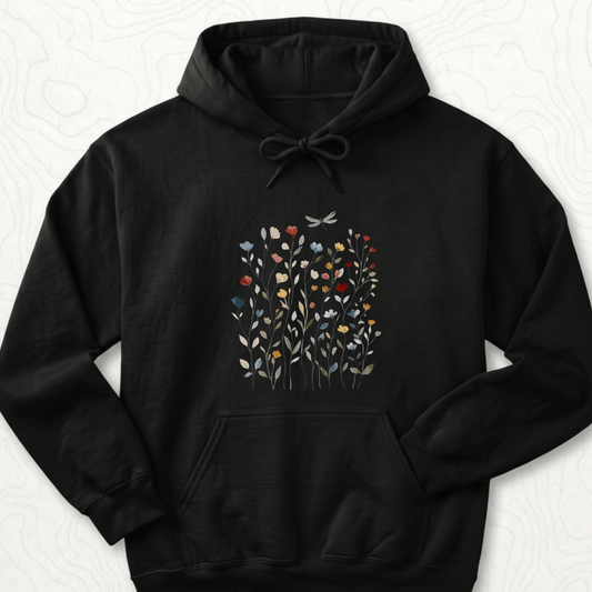 Wildflower Dragonfly Hoodie - Black