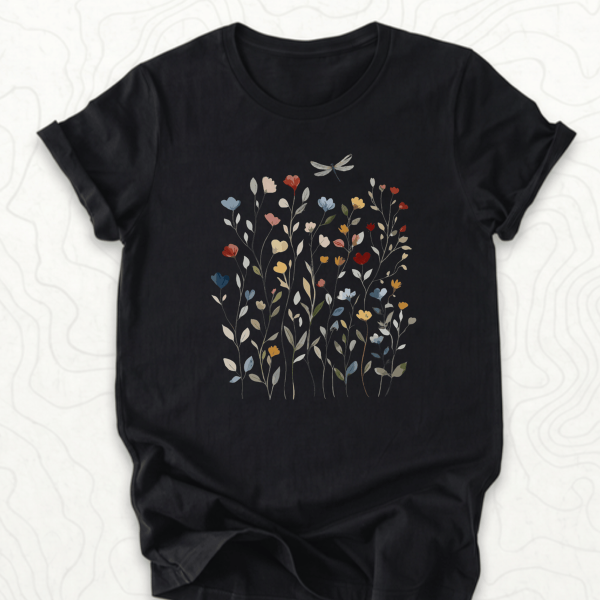 Wildflower Dragonfly Tee - Black