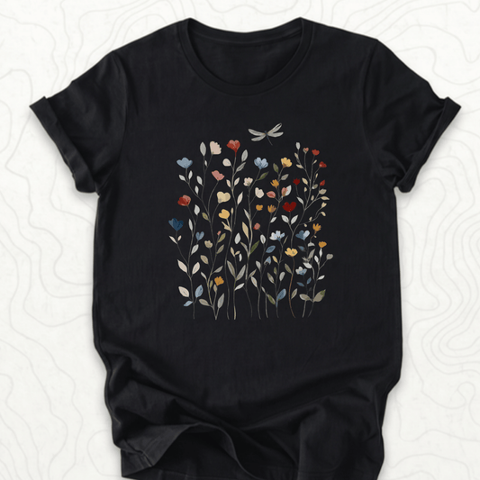 Wildflower Dragonfly Tee - Black