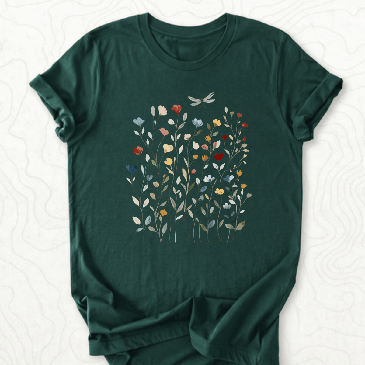 Wildflower Dragonfly Tee - Forest