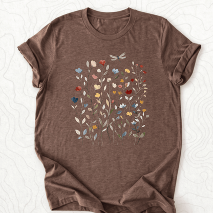 Wildflower Dragonfly Tee - Heather Brown