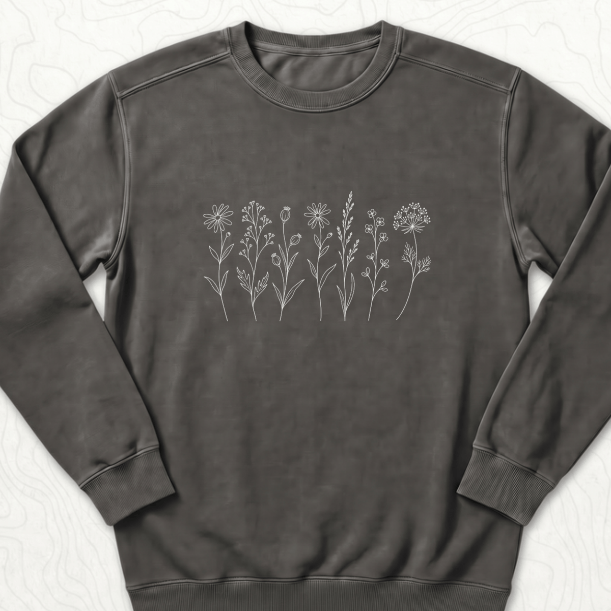 Wildflower Line Art Sweatshirt - Pepper