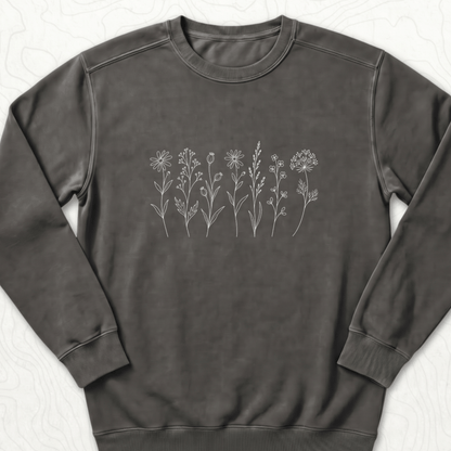 Wildflower Line Art Sweatshirt - Pepper