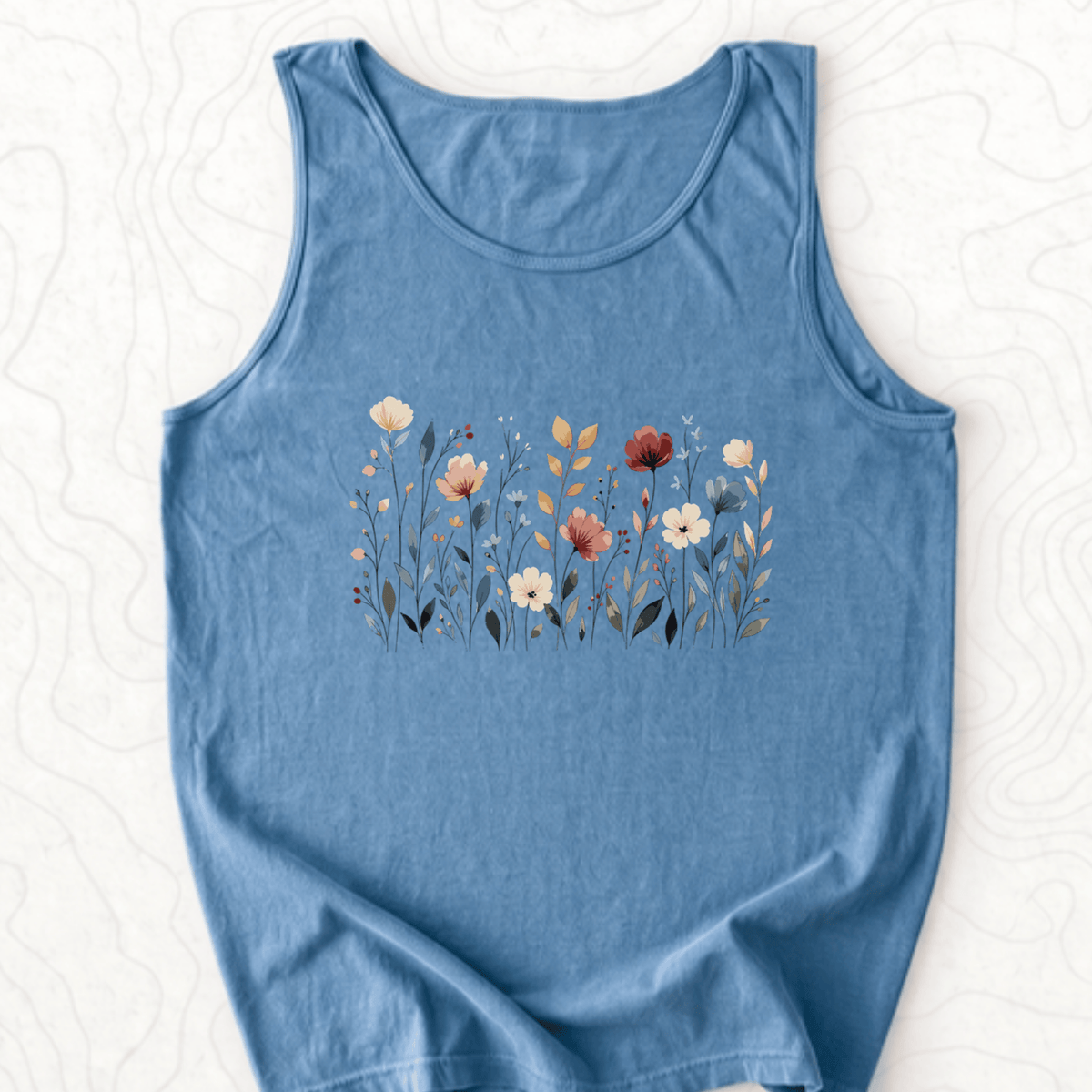 Wildflower Meadow Tank Top - Blue Jean