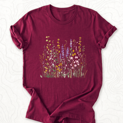 Wildflower Meadow Tee - Maroon