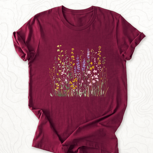 Wildflower Meadow Tee - Maroon
