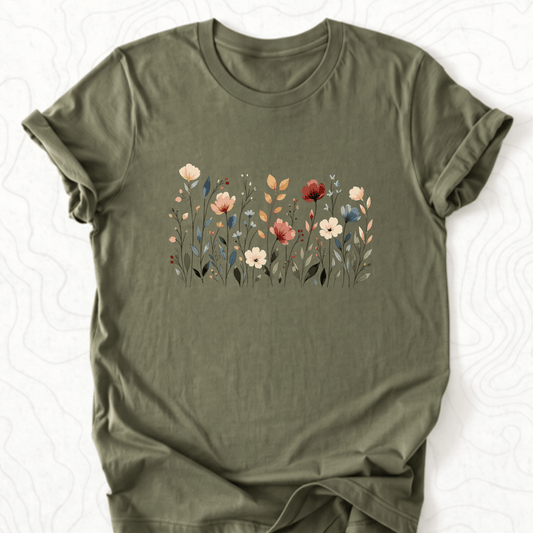 Wildflower Meadow Tee - Military Green