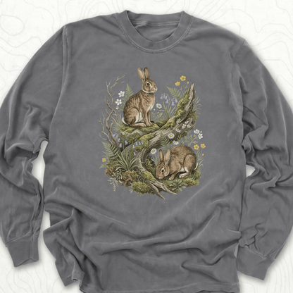 Woodland Rabbits LS T-shirt - Pepper