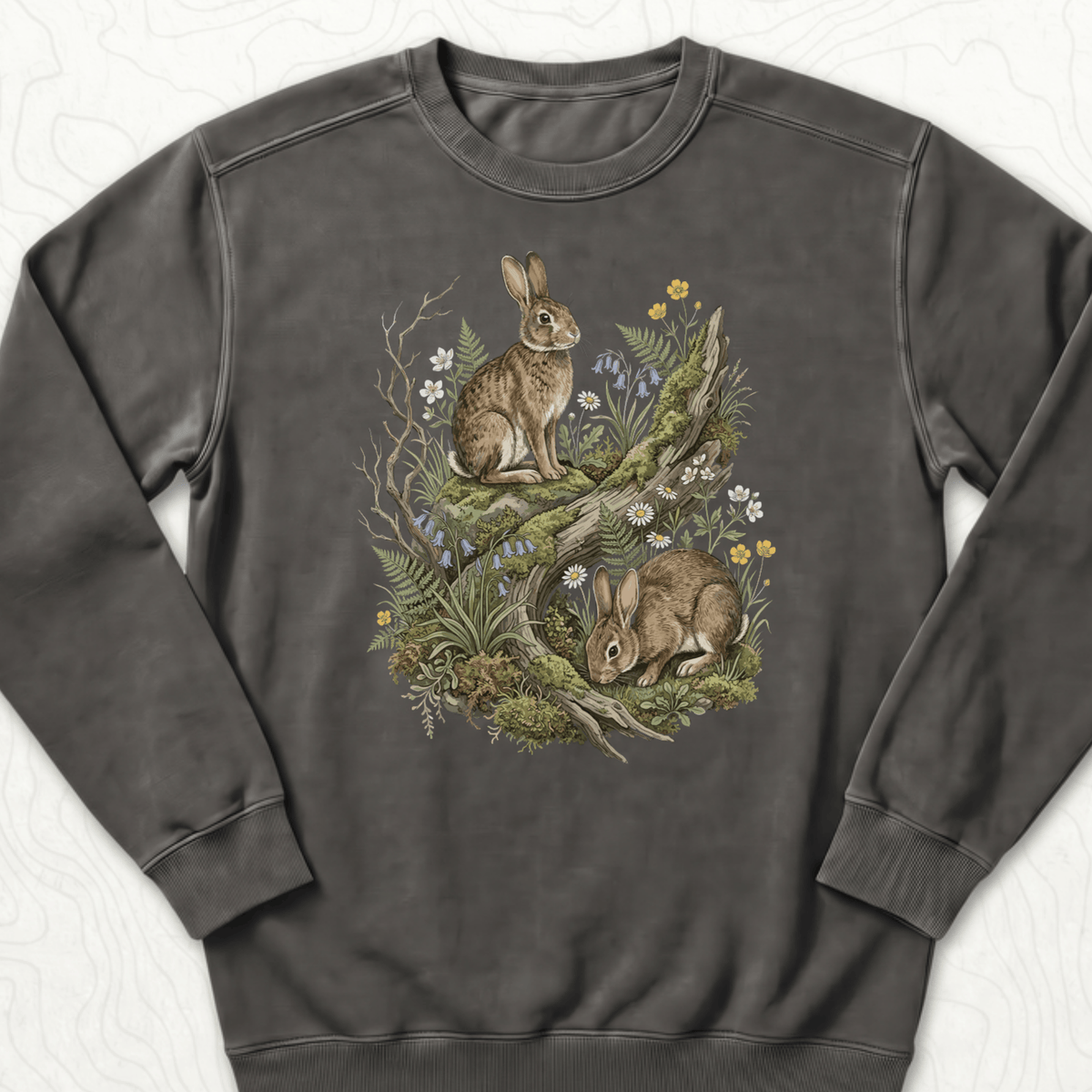 Woodland Rabbits Sweatshirt - Pepper