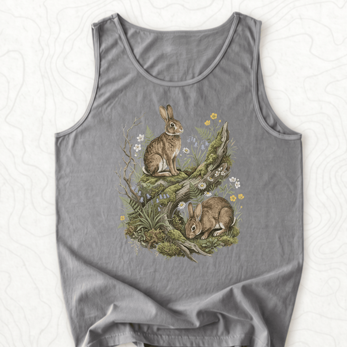 Woodland Rabbits Tank Top - Grey