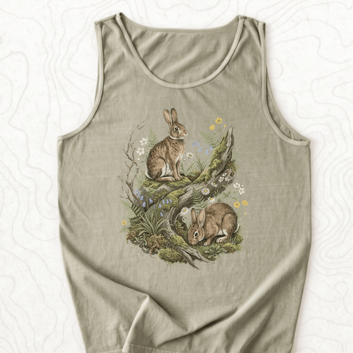 Woodland Rabbits Tank Top - Sandstone