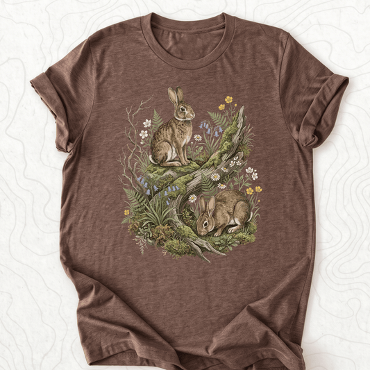 Woodland Rabbits Tee - Heather Brown